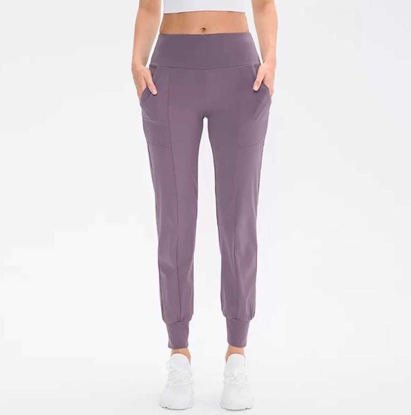 

lu women yoga ninth pants running fitness joggers soft high waist elastic jogging pants 4 colors l5224