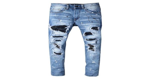

mens designer jeans letter printed ripped diamond patches slimleg jeans denim pants fashion club clothin male hip hop skinny 2844441362, Blue