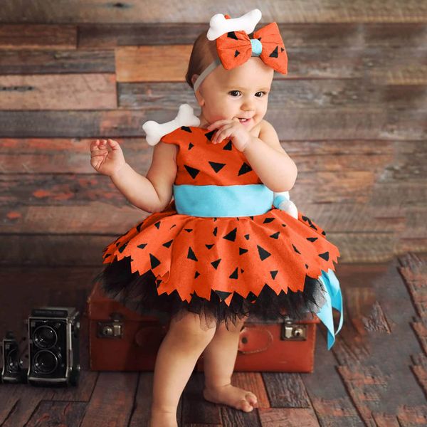 

girl s dresses elegant girls halloween dress toddler kids caveman costume dog bones historical cavegirl mesh tulle princess party outfits 23, Red;yellow