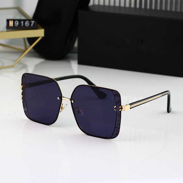 

fashion carti designer cool sunglasses 2023 new women's framed sunglasses small fragrant net red shading large frame uv resistant glass, Black