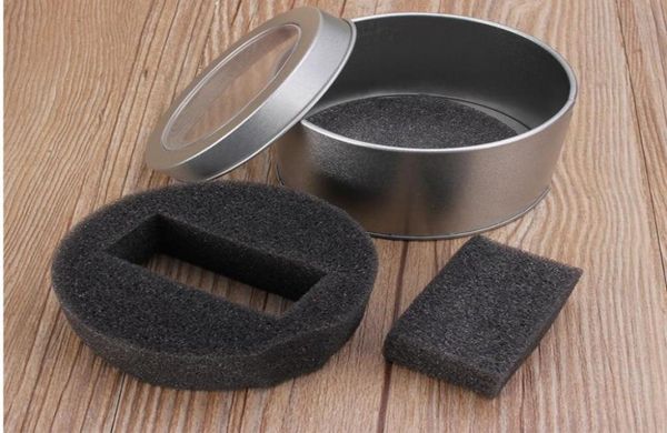 

whole 100pcslot silver metal watch packaging boxes round watch storage cases gift box1020135, Black;blue