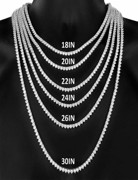 

3 prong 3mm 4mm 1 row 18k gold finish lab diamonds bling tennis chain necklace anti tarnish copper zircon tennis chain3205030, Black