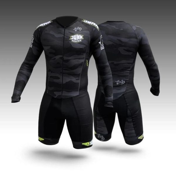 

racing sets no cushion suit long sleeve triathlon mens speed roller skate skinsuit kit fast skating clothingracing setsracing7414788, Black;blue