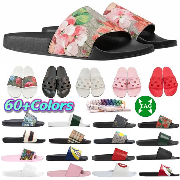 

2023 designer slides mens women slippers summer sandal beach slide flat platform ladies home fashion shoes flip flops striped tiger bee caus, Black
