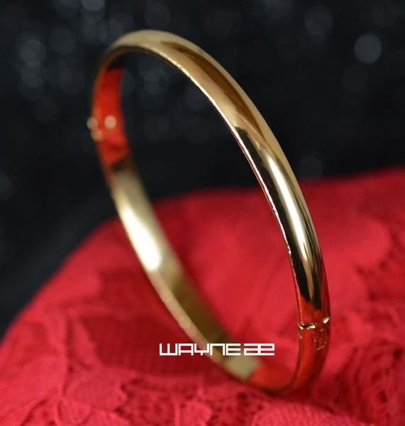 

18k yellow gold gf 60mm diameter can open smooth ladies bangle g1277651038, Black