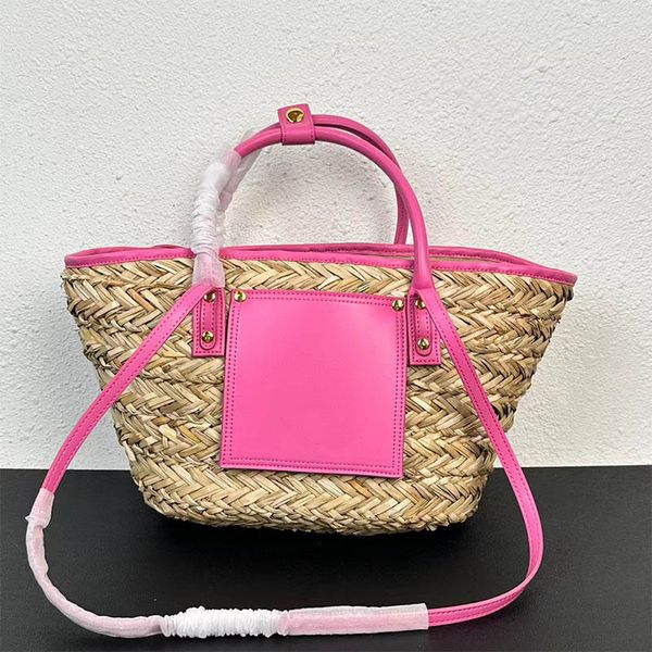 

fashion beach totes for women's handbag purses straw tote made with genuine leather trim