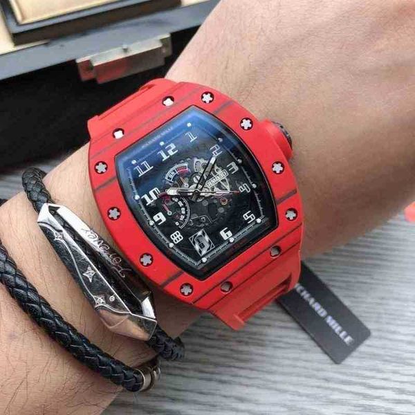 

luxury mens mechanics watch richa milles wristwatch mechanical rm055 series wine barrel ceramic hollow out luminous tape trend versatile ab