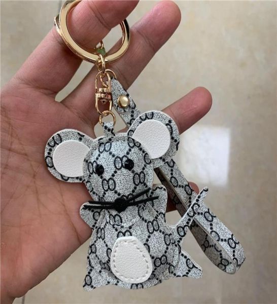 

mouse design keychains cartoon fashion luxury key chain accessories for car keys pu leather animal keyrings rings holder bag charm2145791, Slivery;golden