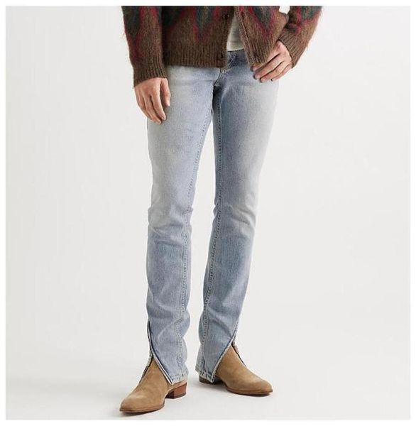 

men039s jeans england style street fashion denim vintage independent design zipper high hip hop slimfit flare9989374, Blue