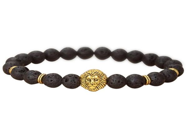 

mens lava rock stone head lion elastic beaded charm energy bracelet black lava energy stone beads protection savannah lion beaded 8445503