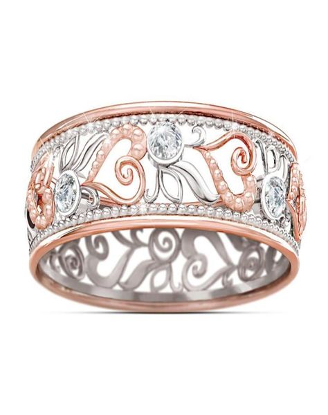 

fashion jewelry eternal love hollow heart ring diamond rose gold romantic engagement ring6351391, Silver