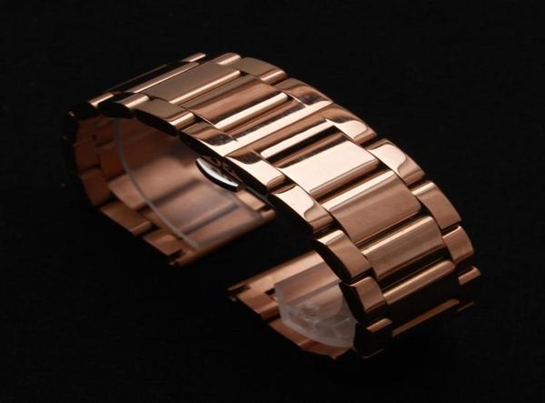 

watchbands 18mm 20mm 21mm 22mm 24mm polished metal men039s watch strap bracelet rose gold fashion watch accessories promotion 21734325, Black;brown