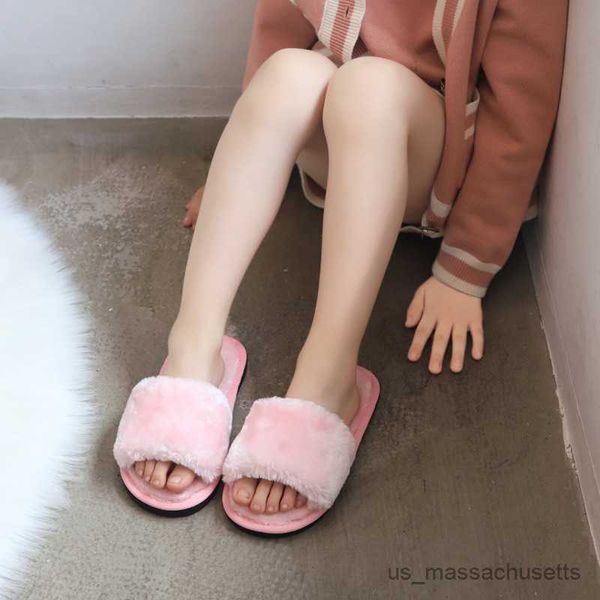 

slipper winter kids slippers grey warm home slippers slip on flats home shoes girls cotton indoor slippers for 3-10 r230815, Black;grey
