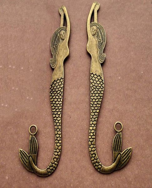 

whole bronze bookmark large mermaid pendant jewelry charms vintage diy jewelry accessories 12032mm4823303, Bronze;silver