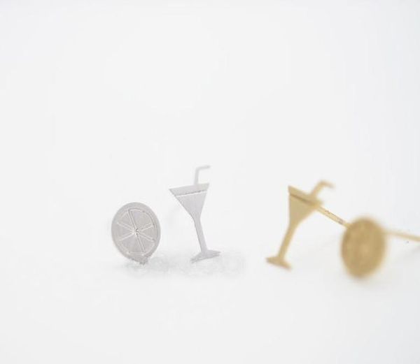 

the latest elements cocktail stud earrings lemon slice zinc alloy silver plated stud earring for women6418306, Golden;silver