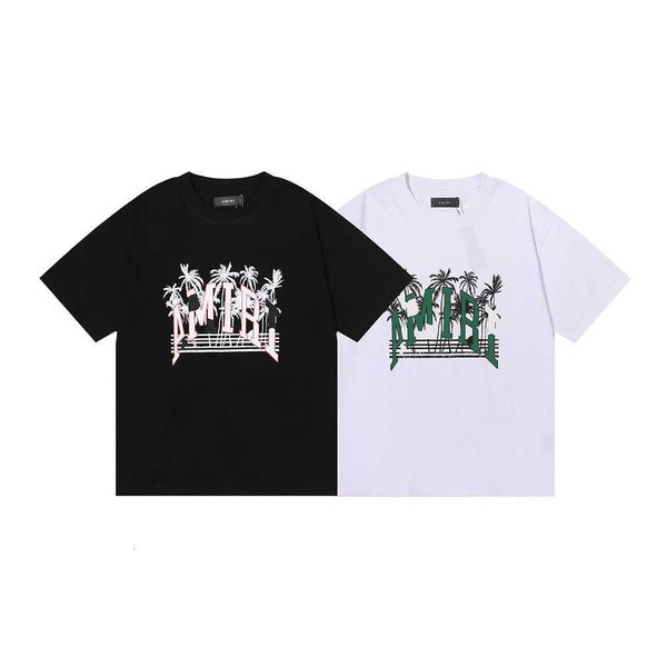 

men's t-shirts quality summer t-shirts designer sleeve amirri casual fashion meichao 23ss spring summer short coconut tree print loose, White;black