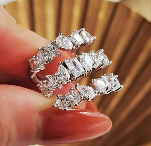 

choucong brand wedding rings luxury jewelry ins sell 925 sterling silver water drop 5a cubic zircon eternity promise women ope2268006, Slivery;golden