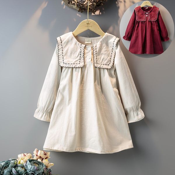 

girl s dresses 2023 arrivals winter girls dress casual long sleeve big lapel solid cute vestidos 2 7t 230814, Red;yellow