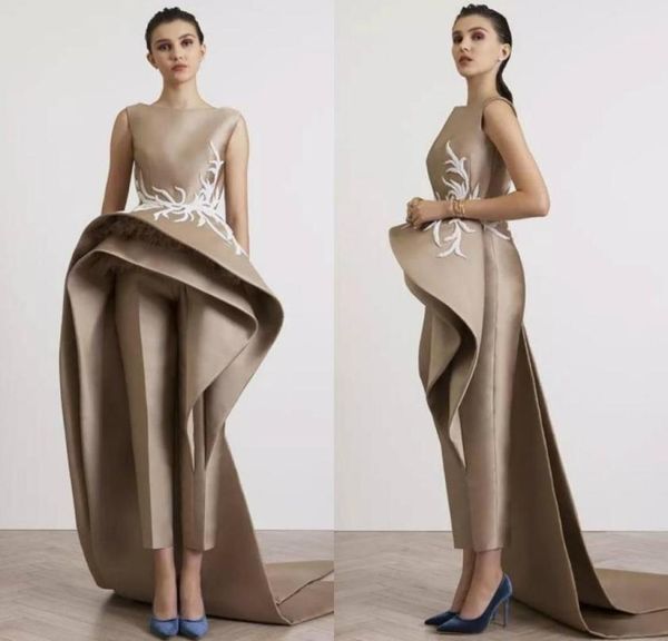 

krikor jabotian 2019 prom dress women jumpsuits jewel neck appliques evening gowns with peplum sleeveless party dresses67717108514432, Black