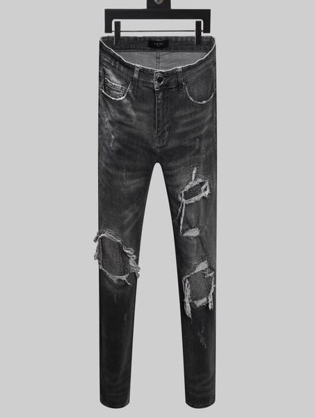 

2020 latest listing skinny jeans luxury men ripped holes jeans motorcycle biker denim pants men brand fashion designer hip hop men3463136, Blue