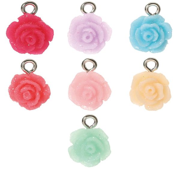 

rose charms flowers charms pendant colorful resin charms for diy necklace bracelet earrings jewelry making accessories2028171, Bronze;silver