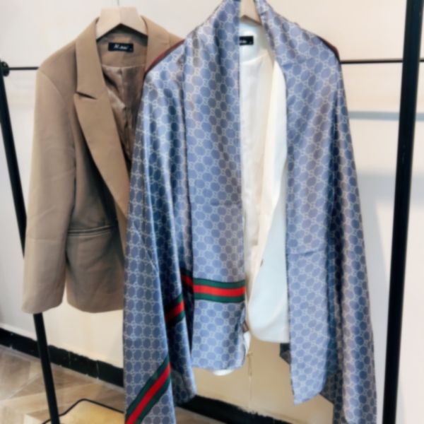 

silk scarf 4 seasons pashmina scarf leaf clover fashion woman shawl scarves size about 4color with gift packing optional, Blue;gray