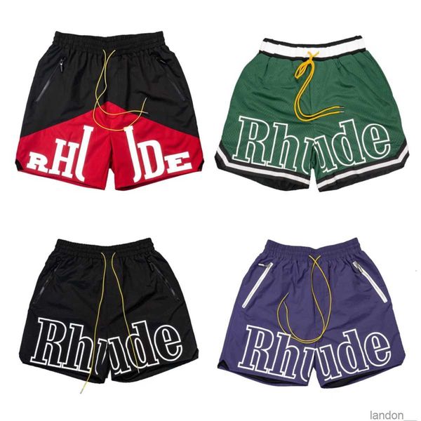 

summer mens shorts fashion casual leathier knee length loose skateboard hip hop swim pants beach rhude pocket quality zipper short asian siz, White;black