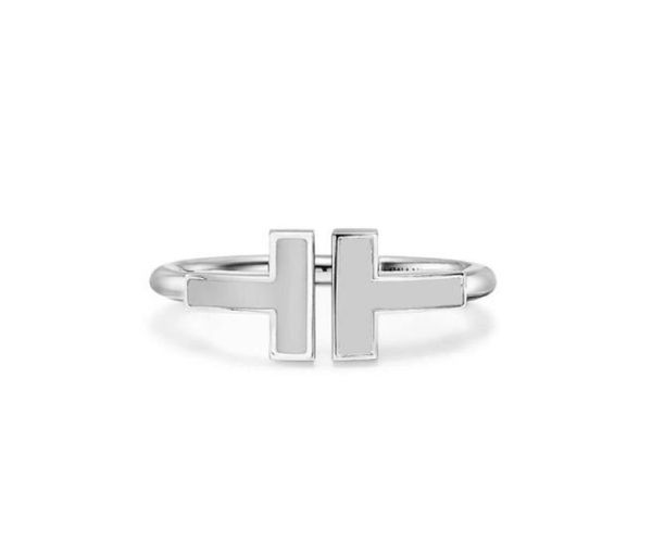 

the new double tshaped opening 925 sterling silver band rings 11with original logo fashion woman jewelry7825352