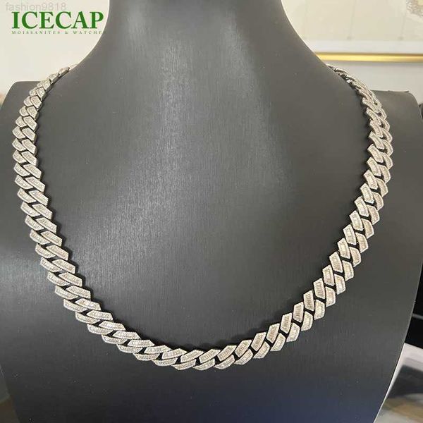 

ice out bling diamond hip hop pass diamond test cuban link chain jewelry moissanite cuban chain for men, Silver
