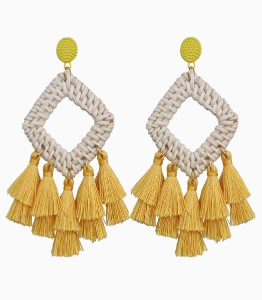 

ethnic style pearl long tassel bohemian earrings european and american explosion models exaggerated handmade rattan tassel earring2846089, Silver