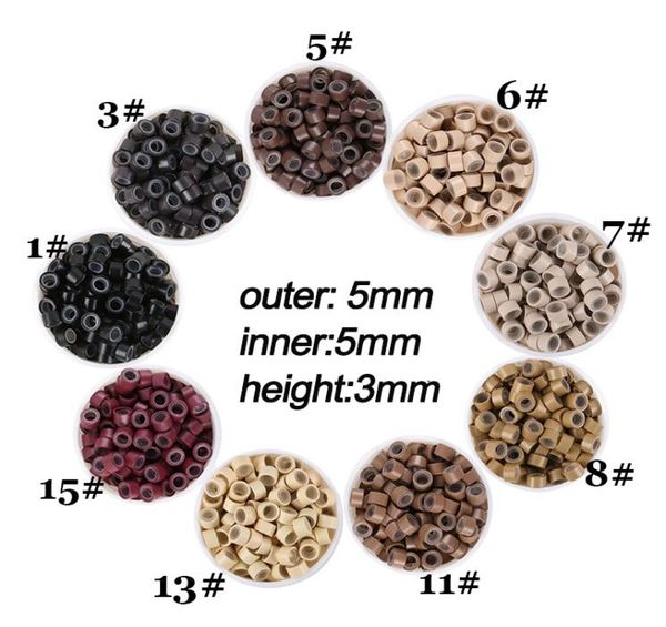 

1000pcs 50mm30mm30mm silicone lined micro link ring beads for i tip hair extension7144371, Black