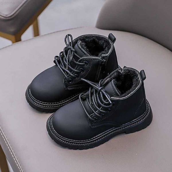 

boots boots autumn winter for kids leather shoes thicken warm girl snow boot cotton boy sneakers 221116 z230817, Black;grey