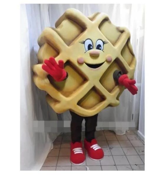 

performance tasty waffle props mascot costume halloween birthday party advertising parade use outdoor suit, Red;yellow