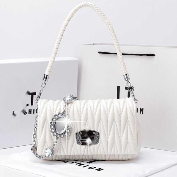 

designer bags miui tote white bag women's fairy bag mui bag crystal diamond chain bag cross body pleated bag o0ox