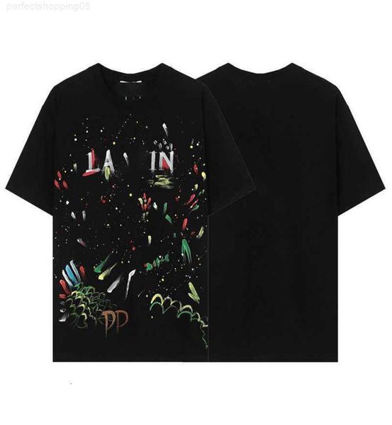 

ss23 designer lanvins men's t shirt mens tshirts fashion pure cotton t-shirt womens high street loose classic print couplest, White;black
