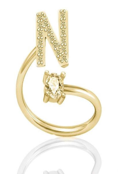 

new adjustable statement rings for women fashion wedding party 26 english inital letter ring open size engagement rhinestone ring8915216, Silver