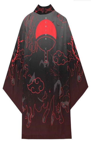 

anime kakashi konoha madara haori sasuke cosplay costumes kimono uchiha symbol jacket japanese coat cardigan pajamas bathrobe y0902359589, Black;red
