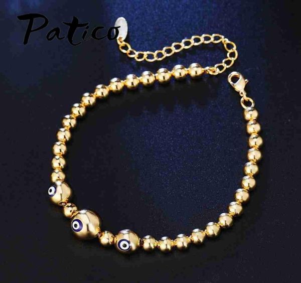 

patico new arrival fashion gold chain color ball beads bracelets 925 sterling silver women men strand bracelets7152495, Black