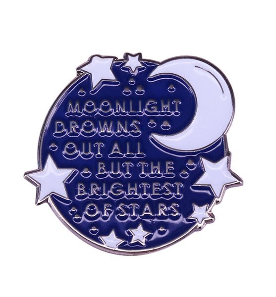 

moonlight drowns out all but the brightest stars brooch pins enamel metal badges lapel pin brooches fashion jewelry accessories2253802, Blue