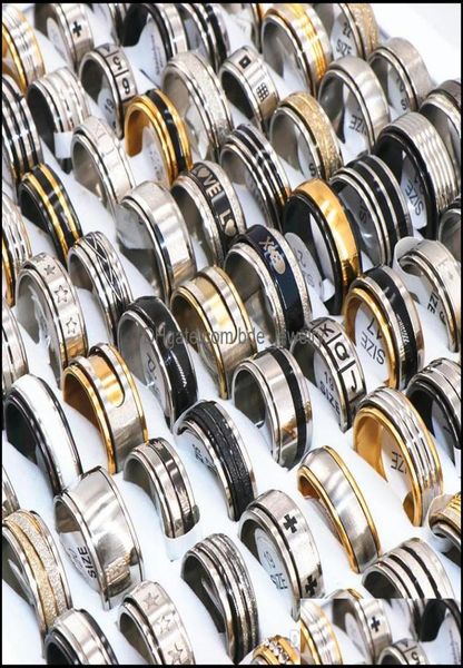 

band jewelrymens spinner stainless steel jewelry ring party gift wedding rings for women mix style size 17mm to 22mm drop delivery8187234, Silver