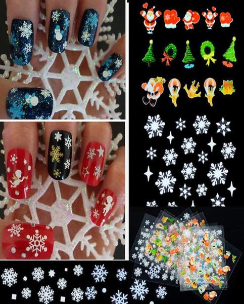 

christmas 3d nail art stickers snowflakes design 3d nail art stickers decals for nail tips decoration diy decorations fashion nail5239990, Black