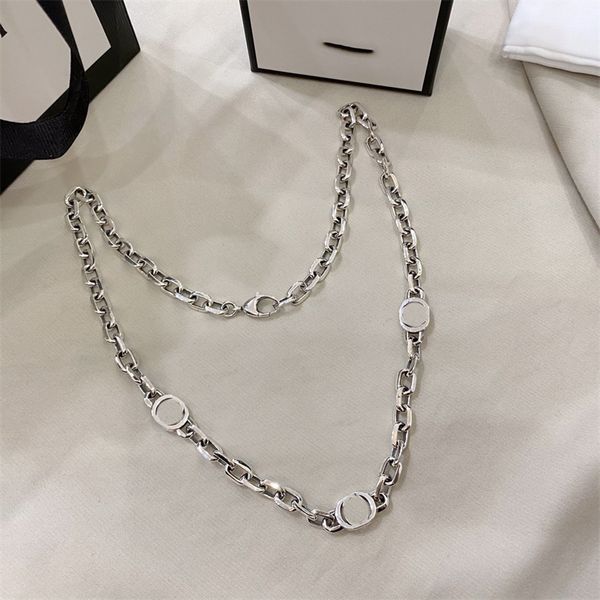 

gold designer necklace double letter g logo luxury jewelry man woman gift ggity retro necklaces 90, Silver