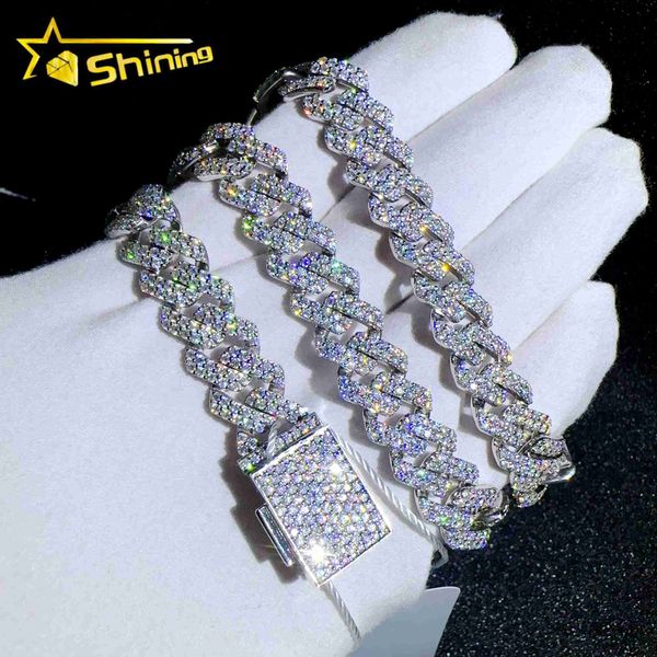 

hand made luxury cuban link sterling silver pendant necklace men hip hop cuban necklace custom handmade moissanite chains