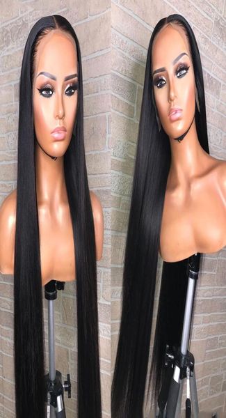 

bythair silky straight full lace human hair wigs pre plucked with baby hair silk bae lace front wig for black women bleached knots7170613, Black;brown