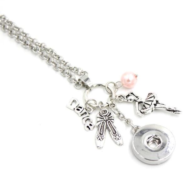 

whole ballet gift 18mm snap jewelry dance ballerina charms pendant necklace ballerina gifts snap button necklaces8087639, Silver