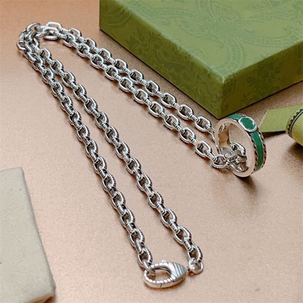 

gold designer necklace double letter g logo luxury jewelry man woman gift ggity retro necklaces 5459, Silver