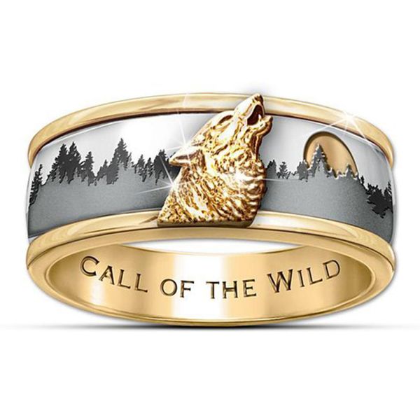 

copper plated silver exquisite twocolor forest wolf ring aggressive fashion wolf totem universal ring for men and women3666675