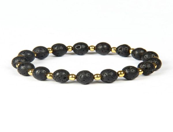 

mens summer bracelets whole black lava rock stone beads with 4mm gold brass cz beads energy beaded bracelets7946477, Golden;silver