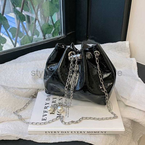 

cross body mini drawstring bucket women's trendy and advanced sense fashionable crocodile pattern chain bagstylishhandbagsstore