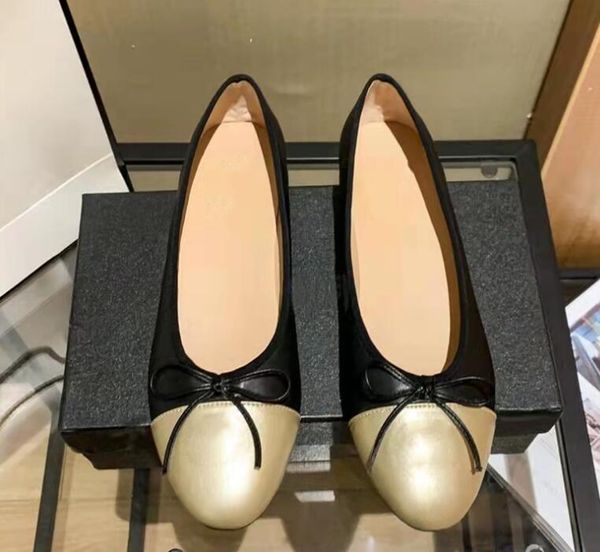 

paris luxury designer shoes ballet flat shoes women's 2c channel brand shoes quilted leather ballet shoes bowknot round head women', Black